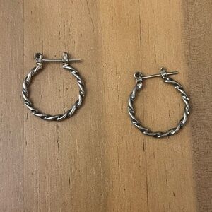 Twisty Silver Hoop Earrings
